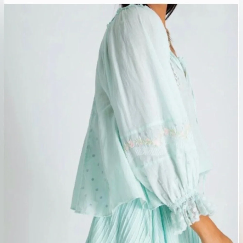 LoveShackFancy Odina top in sea foam - Picture 2 of 9